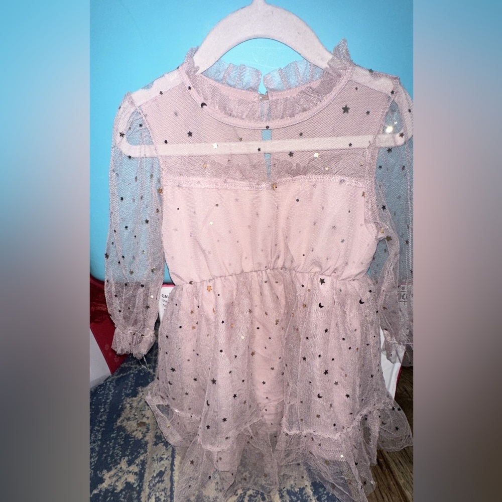 SHEIN Pink Starry Kids Formal Dress